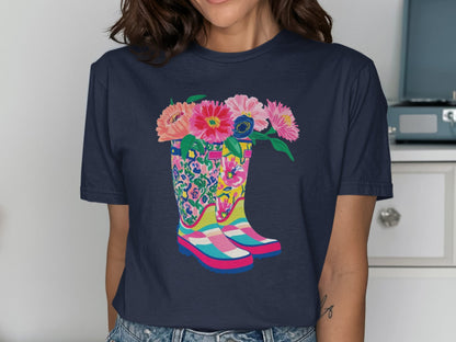 Floral Boots Graphic Design Women's T-shirt product