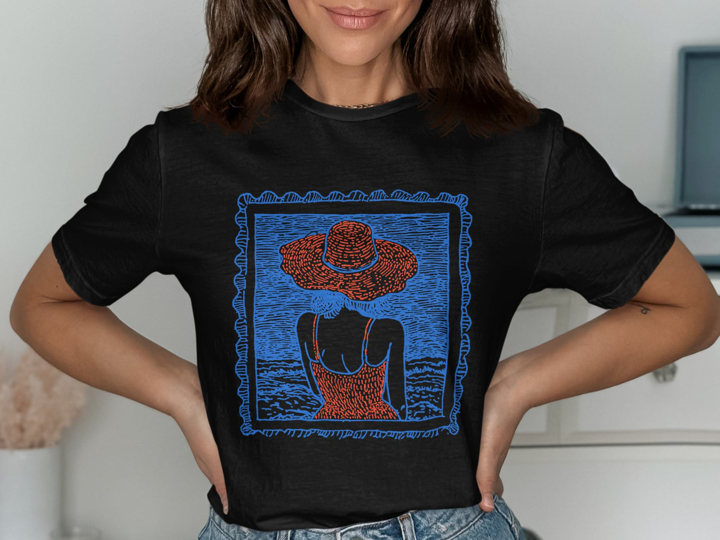 Artistic Summer Beach Hat Printed T Shirt product