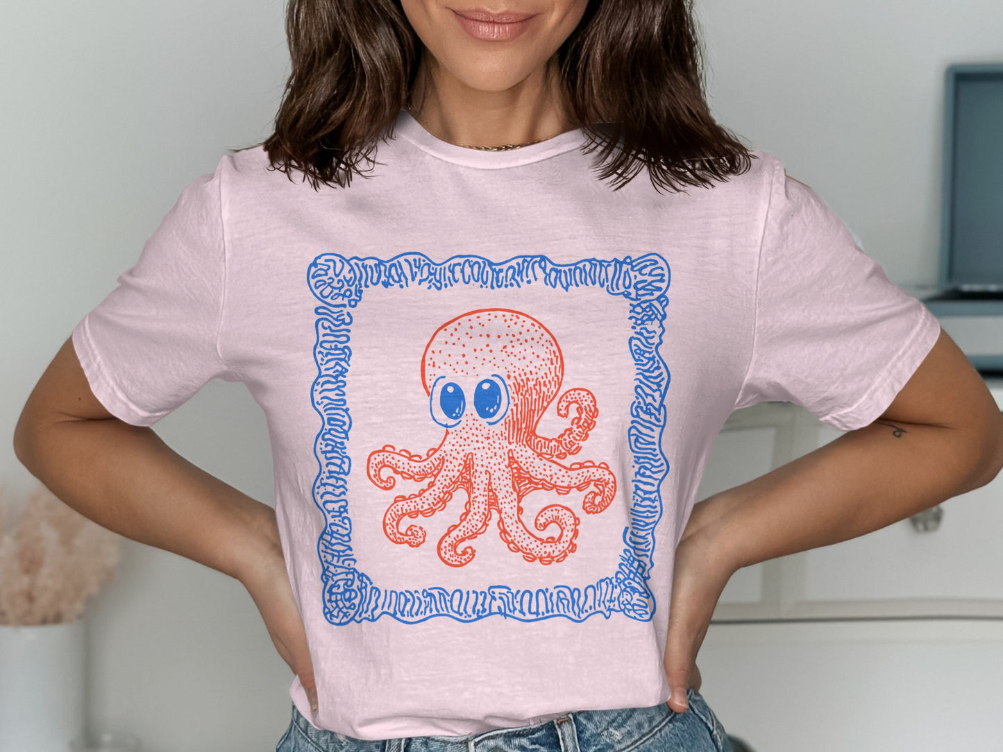 Colorful Octopus Graphic Design Printed Tee product type