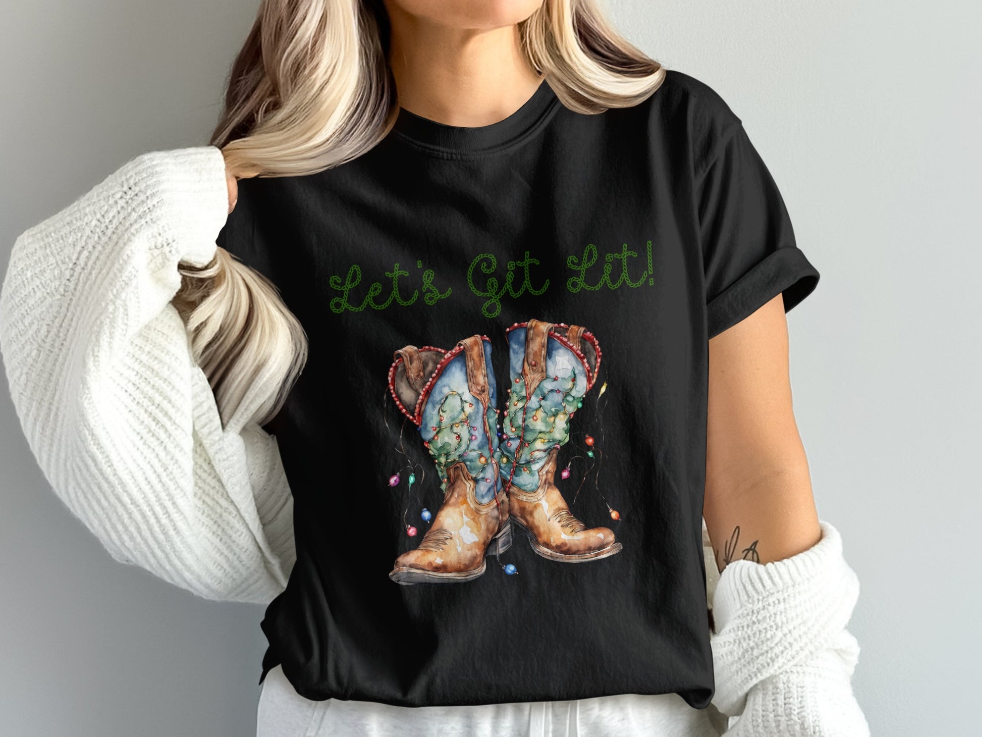 Let's Get Lit Boots Graphic Tee Shirt product