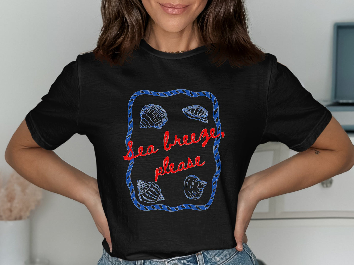 Sea Breeze Please Graphic Black T-shirt product