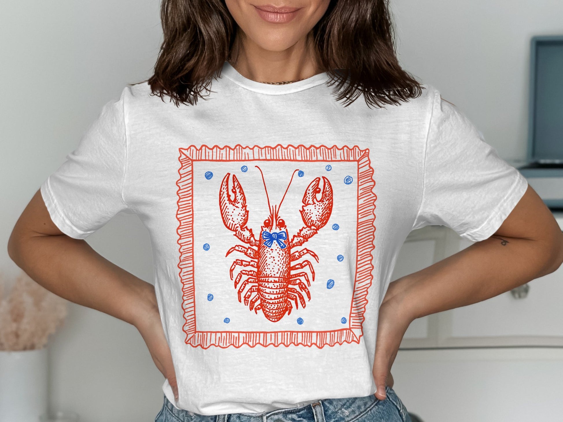 Lobster Print Graphic Tee with Short Sleeves product