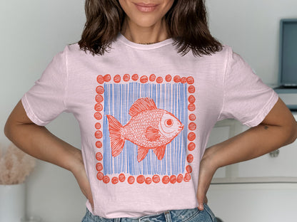 Unique Fish Illustration Graphic Tee Shirt product type