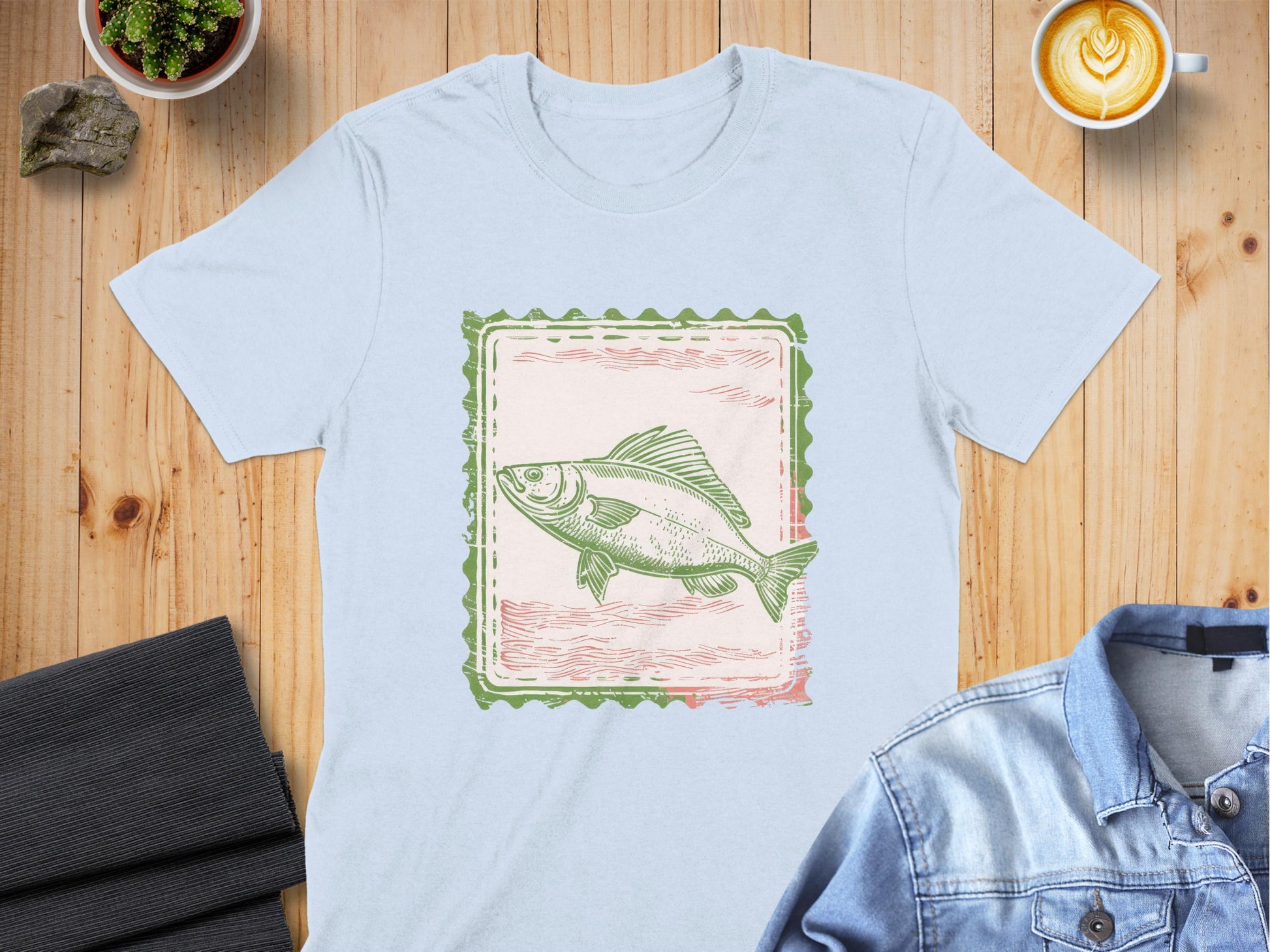 Vintage Illustration of Fish Stamp T-shirt product type
