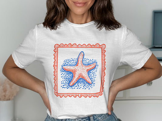 Starfish Print Coastal Themed Graphic T-Shirt product