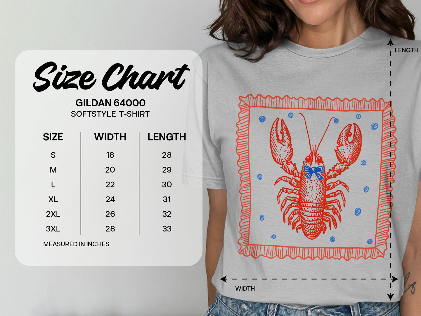 Lobster Blue Bow Design Printed Softstyle T-Shirt product type