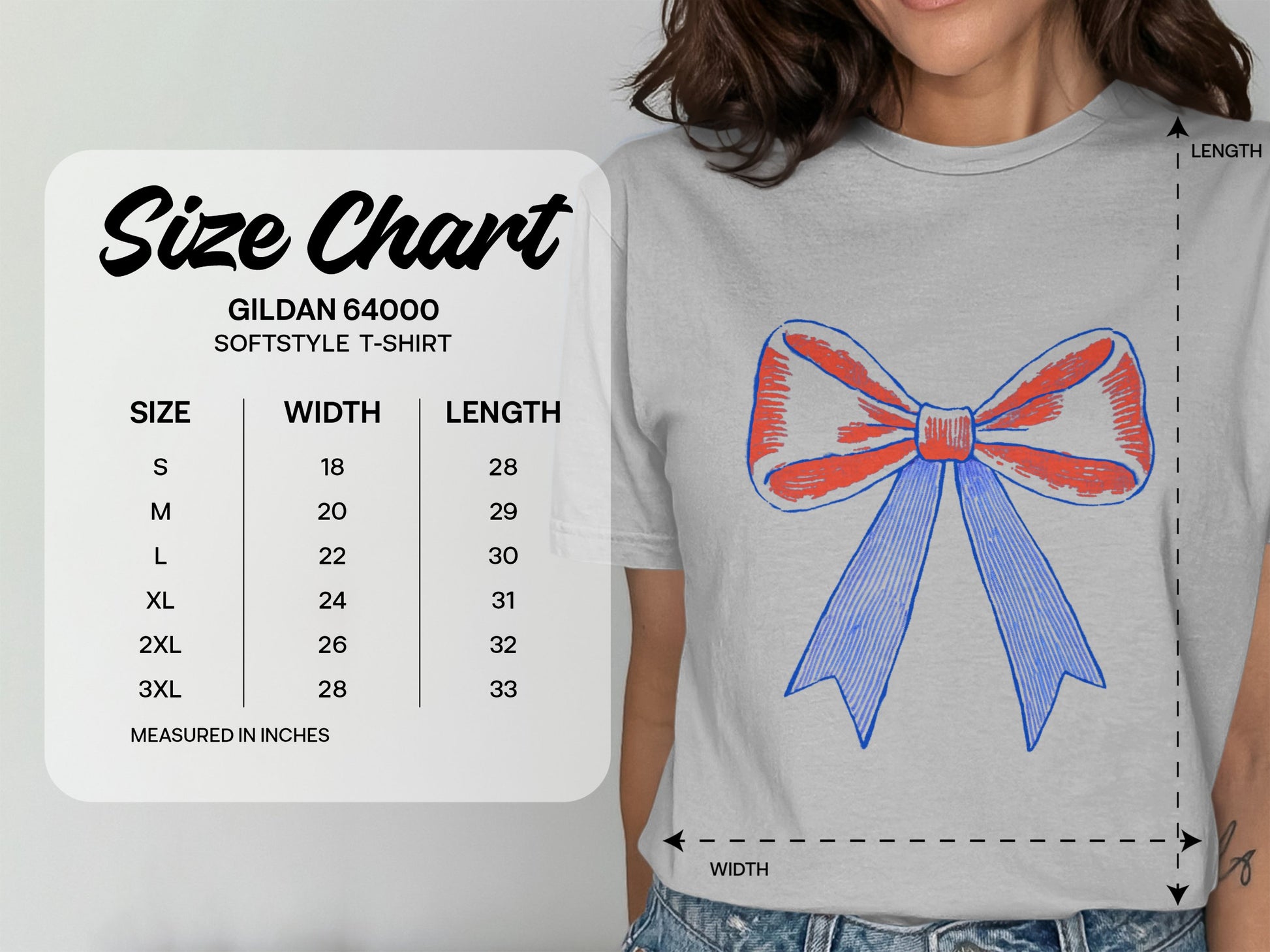 Stylish Red and Blue Bow Graphic T-Shirt product type