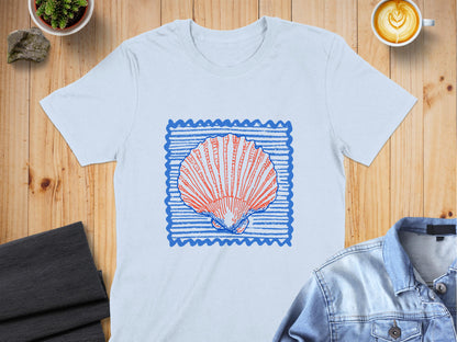 Stylish Seashell Print T-Shirt Fashion Apparel Clothing product type