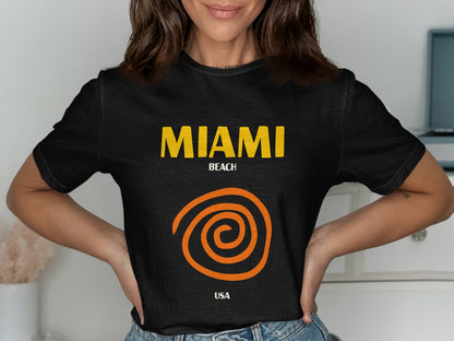 Stylish Miami Beach USA Graphic Short Sleeve Shirt
