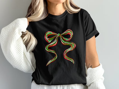 Festive Red and Green Ribbon Bow Shirt product type