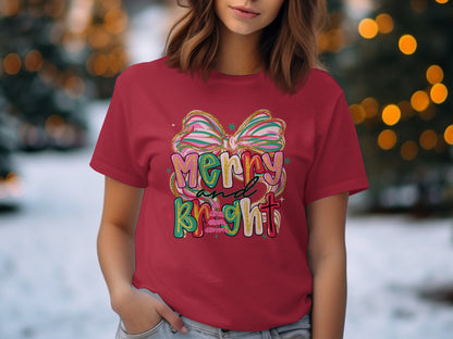 Merry And Bright Christmas Graphic Tee product