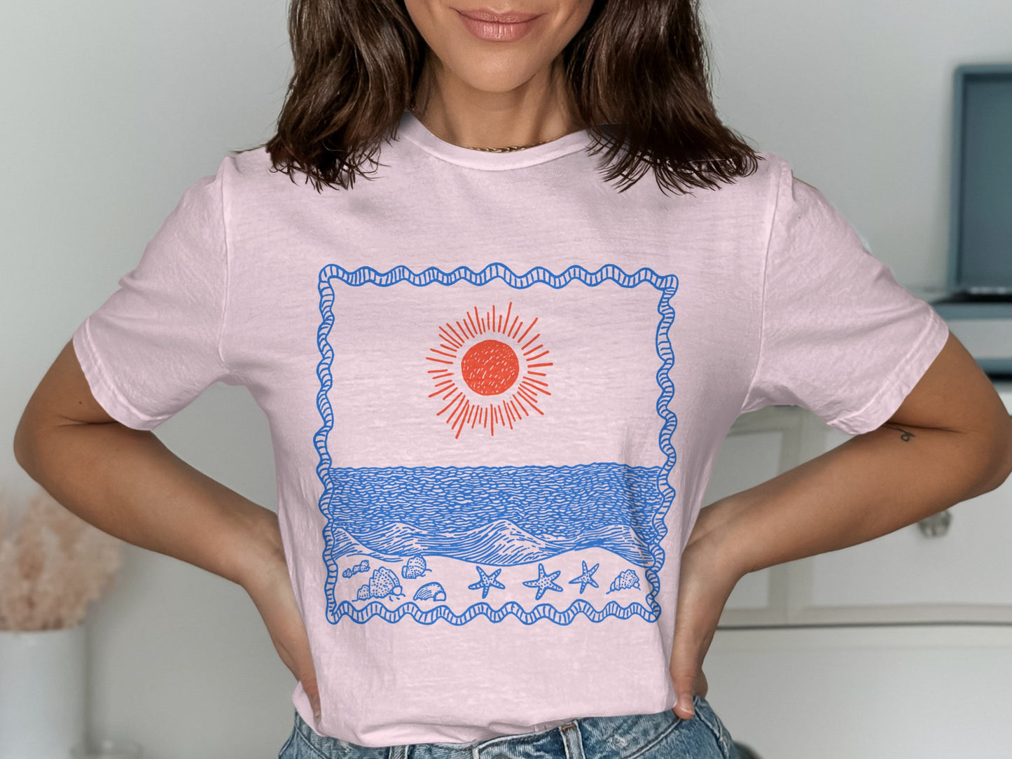 Colorful Sun and Sea with Starfish T-shirt product