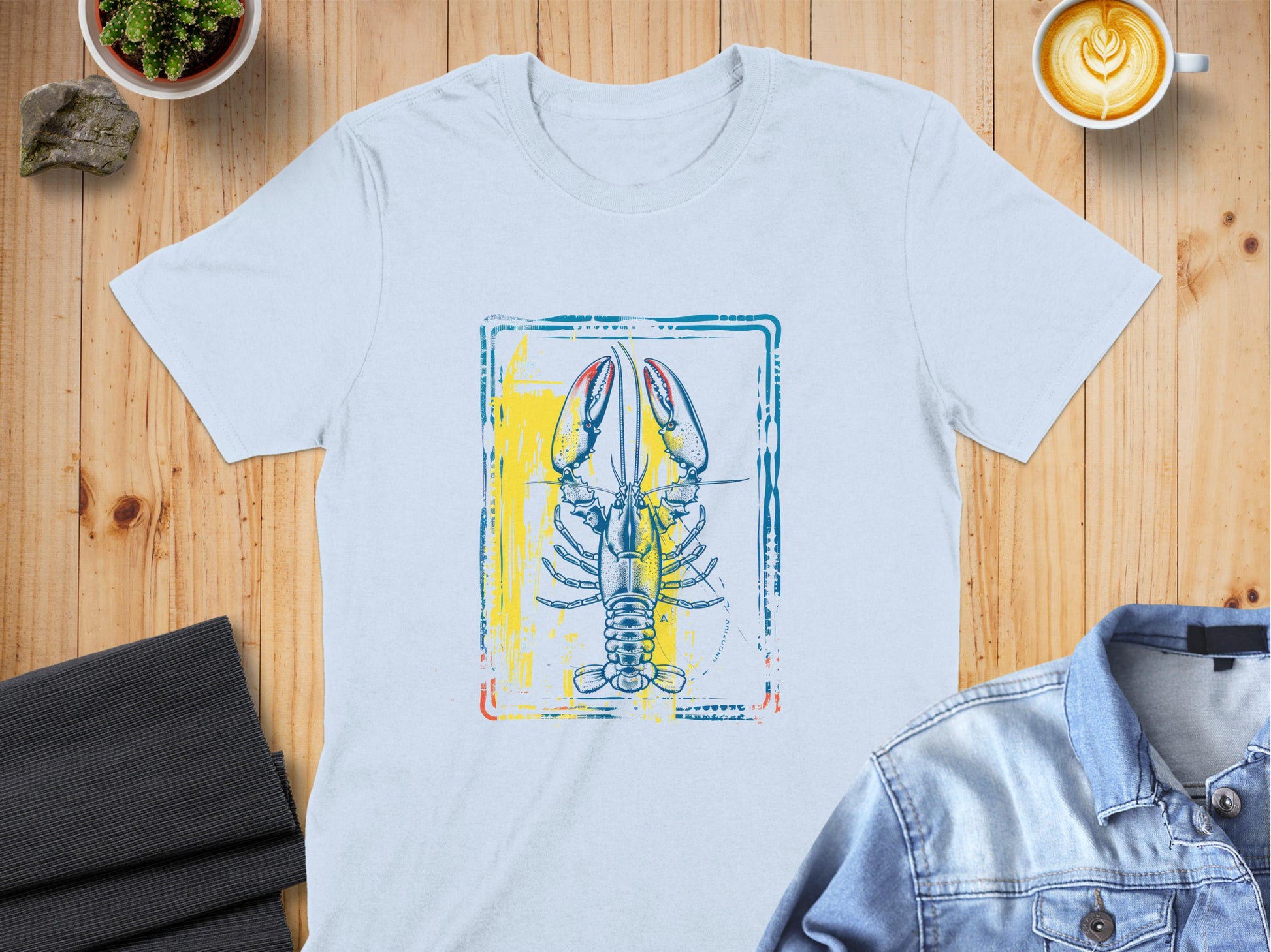 Colorful Artistic Lobster Design Graphic T-Shirt product type