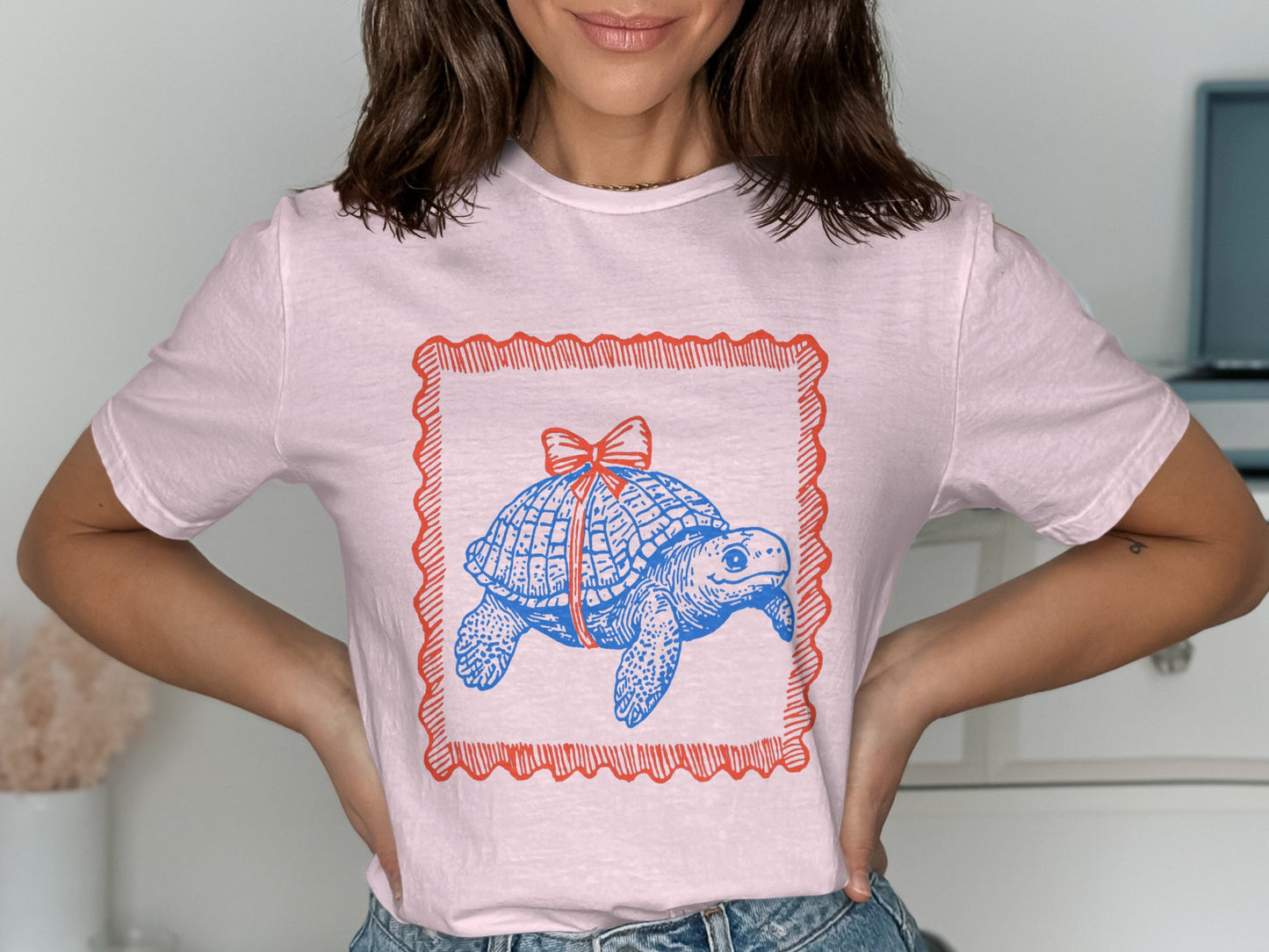 Cute Turtle With Decorative Bow Graphic T-Shirt product