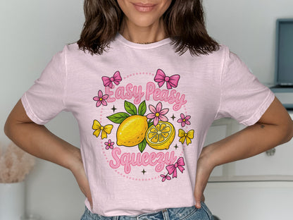 Easy Peasy Squeezy Lemon Design Graphic T-shirt product type