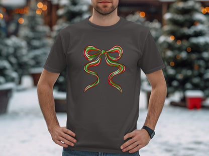 Festive Holiday Bow Graphic Short Sleeve T-shirt product