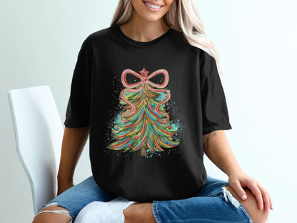 Festive Christmas Tree Design Graphic Tee Shirt product type