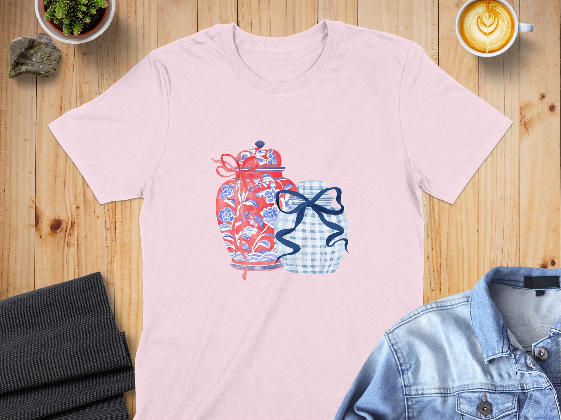 Decorative Bow Tie Rose Print T-shirt Casual Style Shirt
