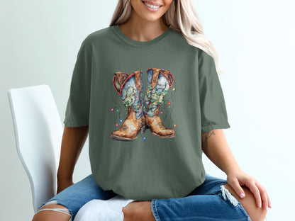 Western-Themed Cowboy Boots Graphic Tee Shirt product